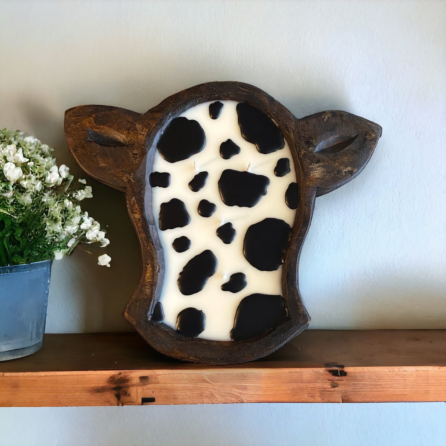 Cow Print Dough Bowl Candle