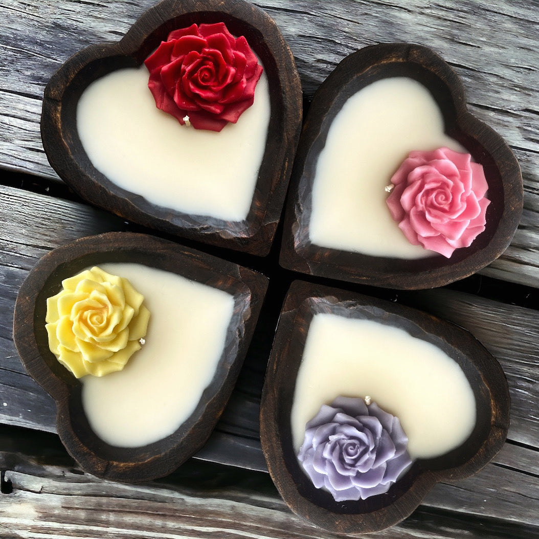 Rose Mini Heart Dough Bowl Candle