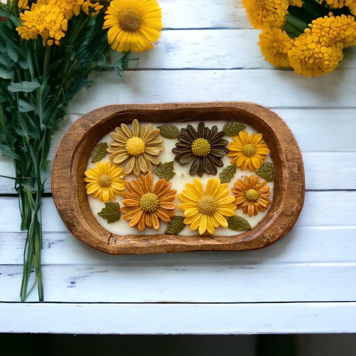 Fall Daisy Dough Bowl Candle