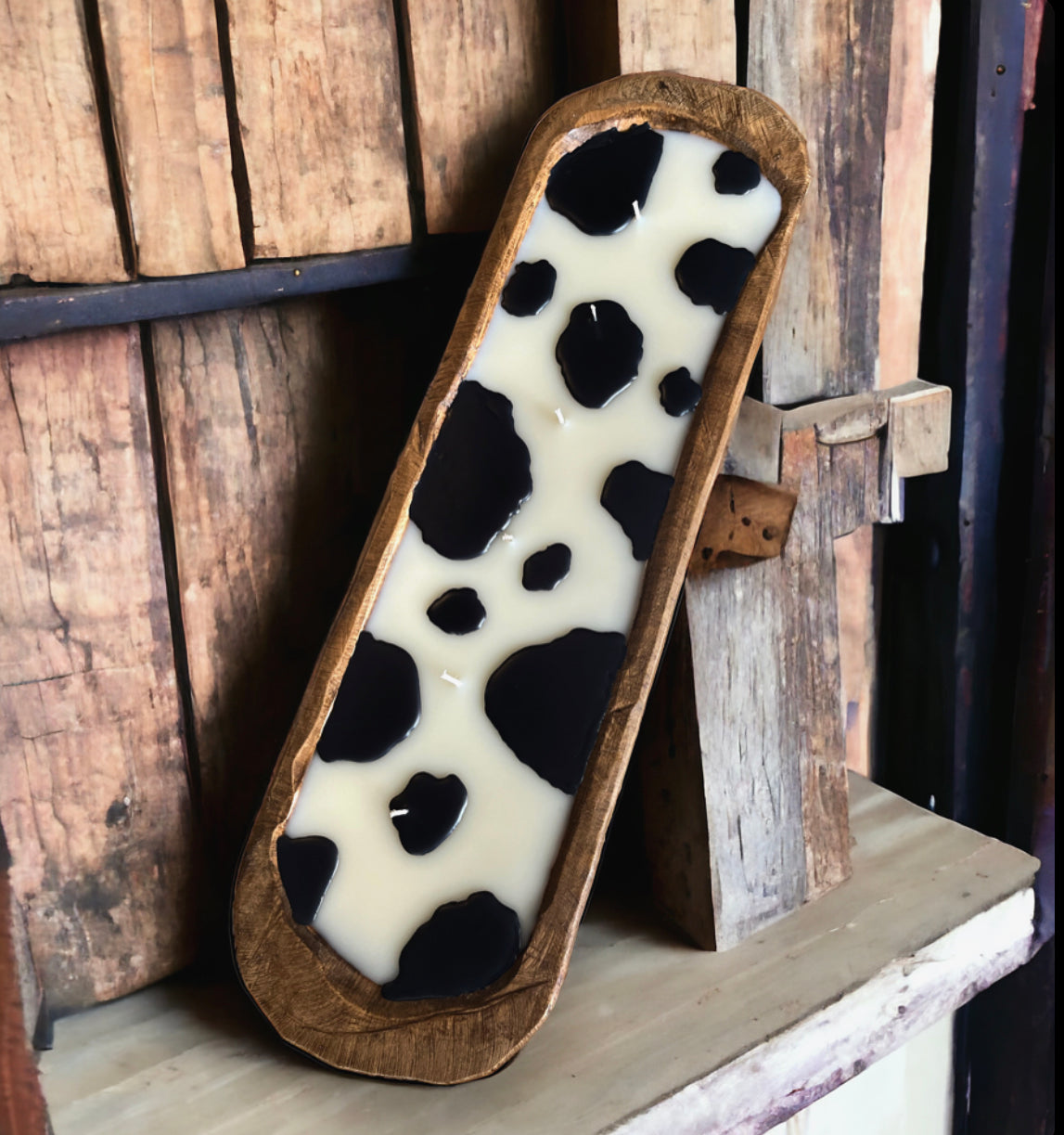 Cow Print Baguette Dough Bowl Candle