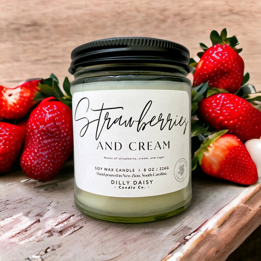 Strawberries And Cream 8oz Candle